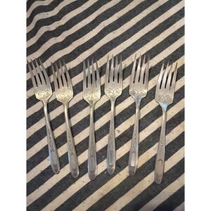 Oneida Grosvenor Vintage Community Plate Silver Plated Salad Forks Set of 6